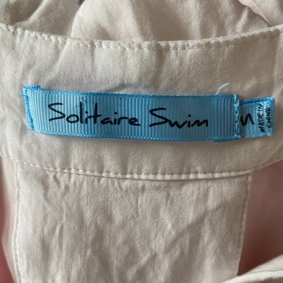 Solitaire Swim women's small pink and white racerback fringed swimsuit cover-up - Picture 9 of 12